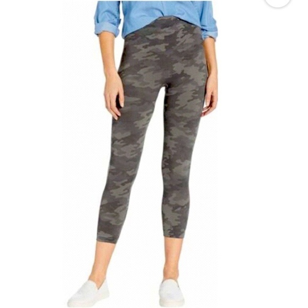 Spanx Sage Cargo LOOK AT ME NOW crop slip on seamless legging Sz-L G11